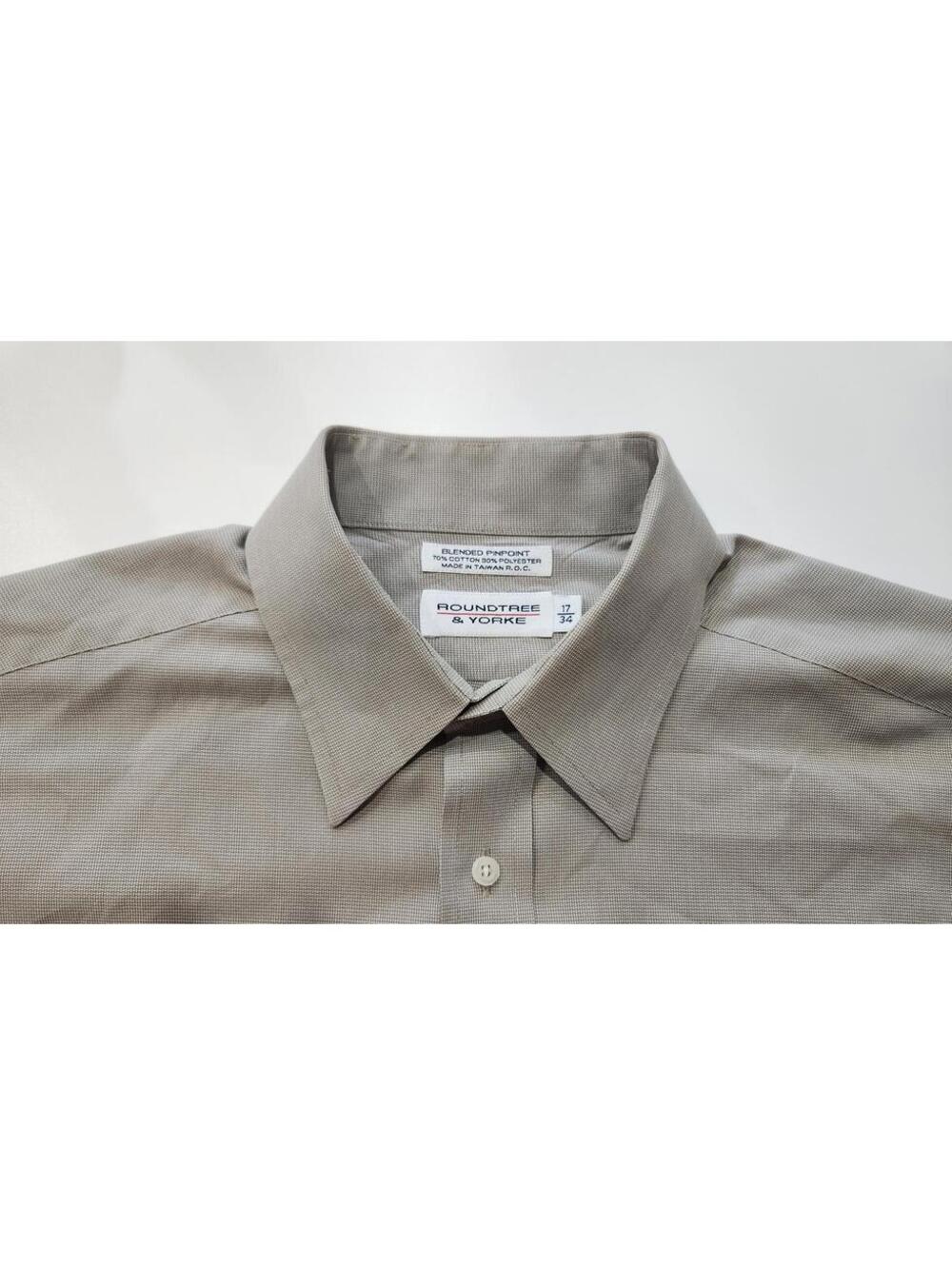 Roundtree & Yorke Men's Dress Shirt Blended Pinpoint L/S button-down Size 17/34